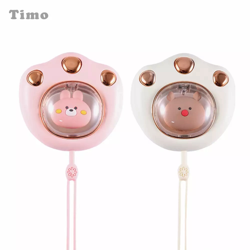 Timo貓掌隨身暖手寶(附掛繩)-粉/白